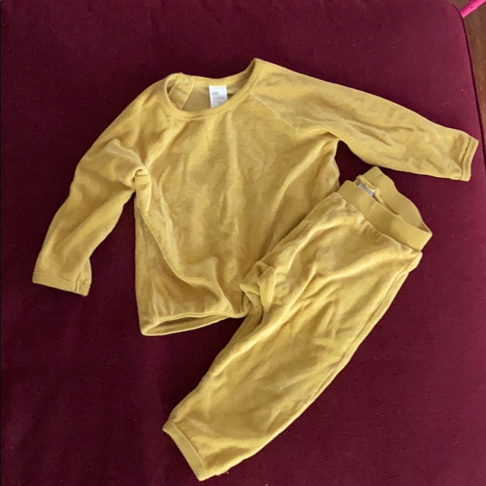 Mustard velour girls set